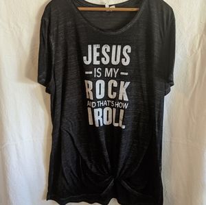 Black distressed Christian tee size XL